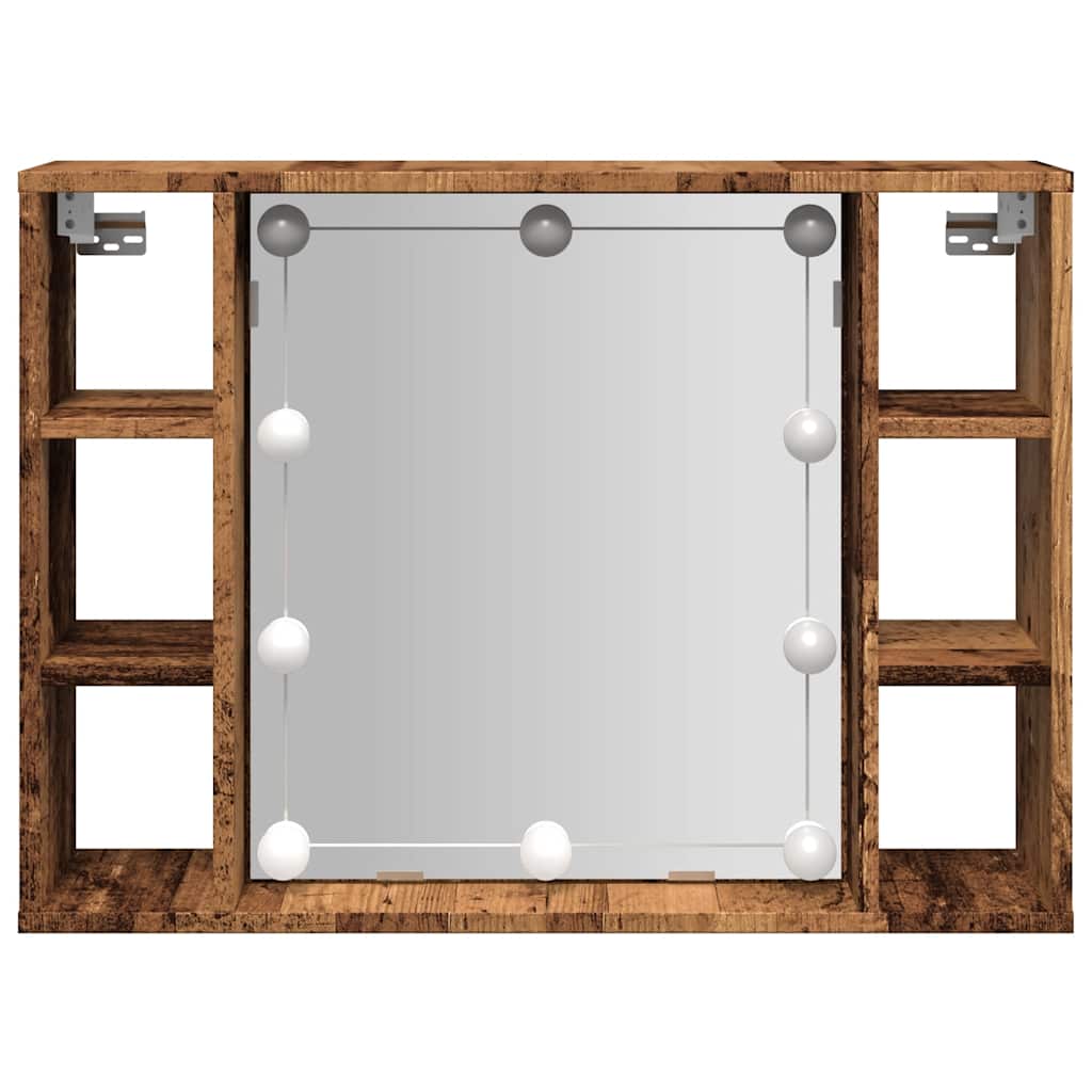 Armoire à miroir et LED vieux bois 76x15x55cm bois d'ingénierie - XIOS