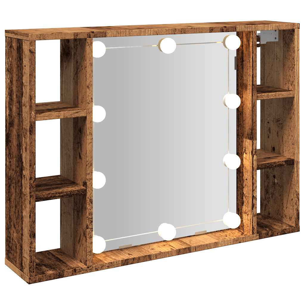 Armoire à miroir et LED vieux bois 76x15x55cm bois d'ingénierie - XIOS