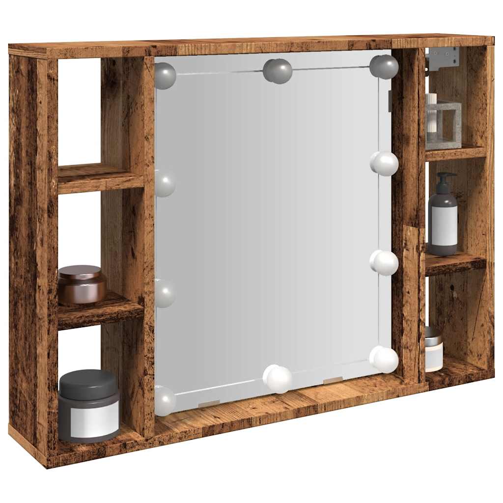 Armoire à miroir et LED vieux bois 76x15x55cm bois d'ingénierie - XIOS