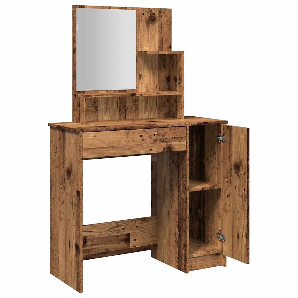 Coiffeuse avec miroir vieux bois 86,5x35x136 cm - XIOS