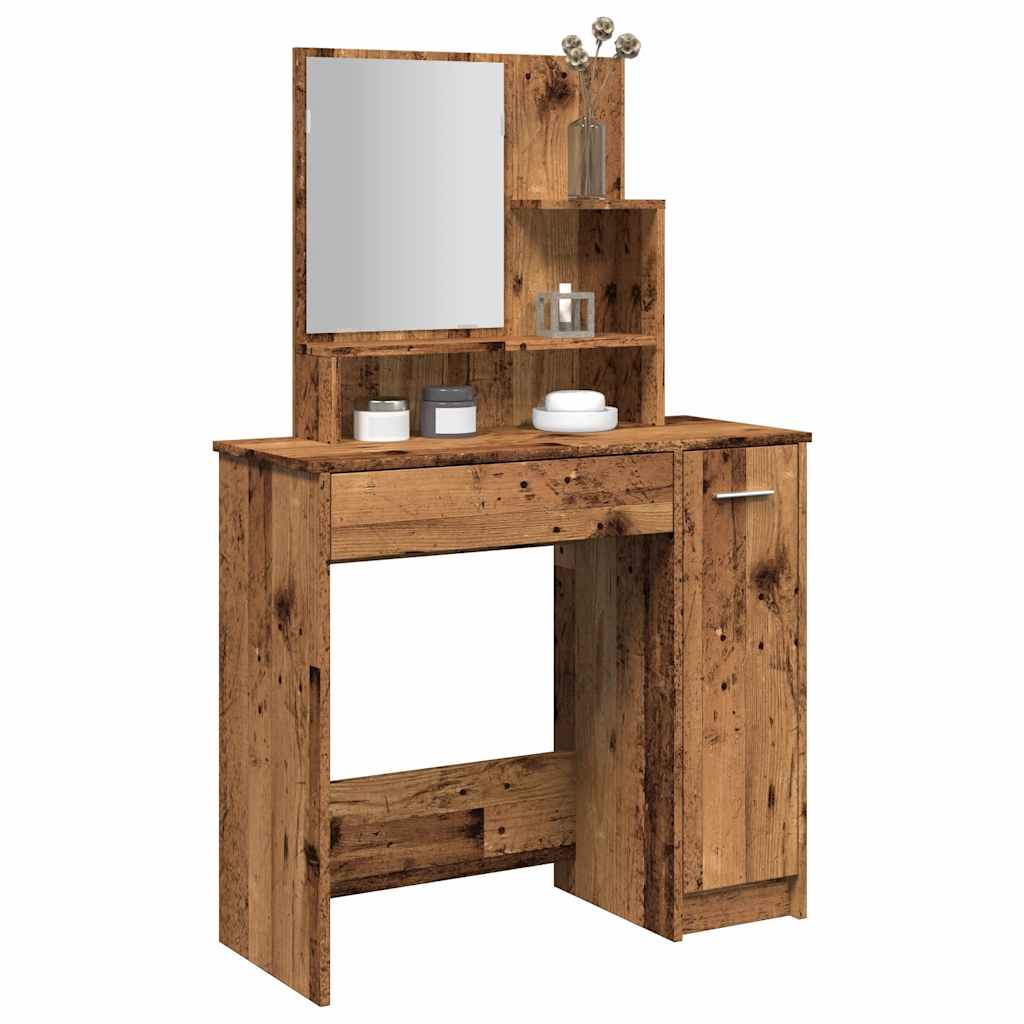 Coiffeuse avec miroir vieux bois 86,5x35x136 cm - XIOS