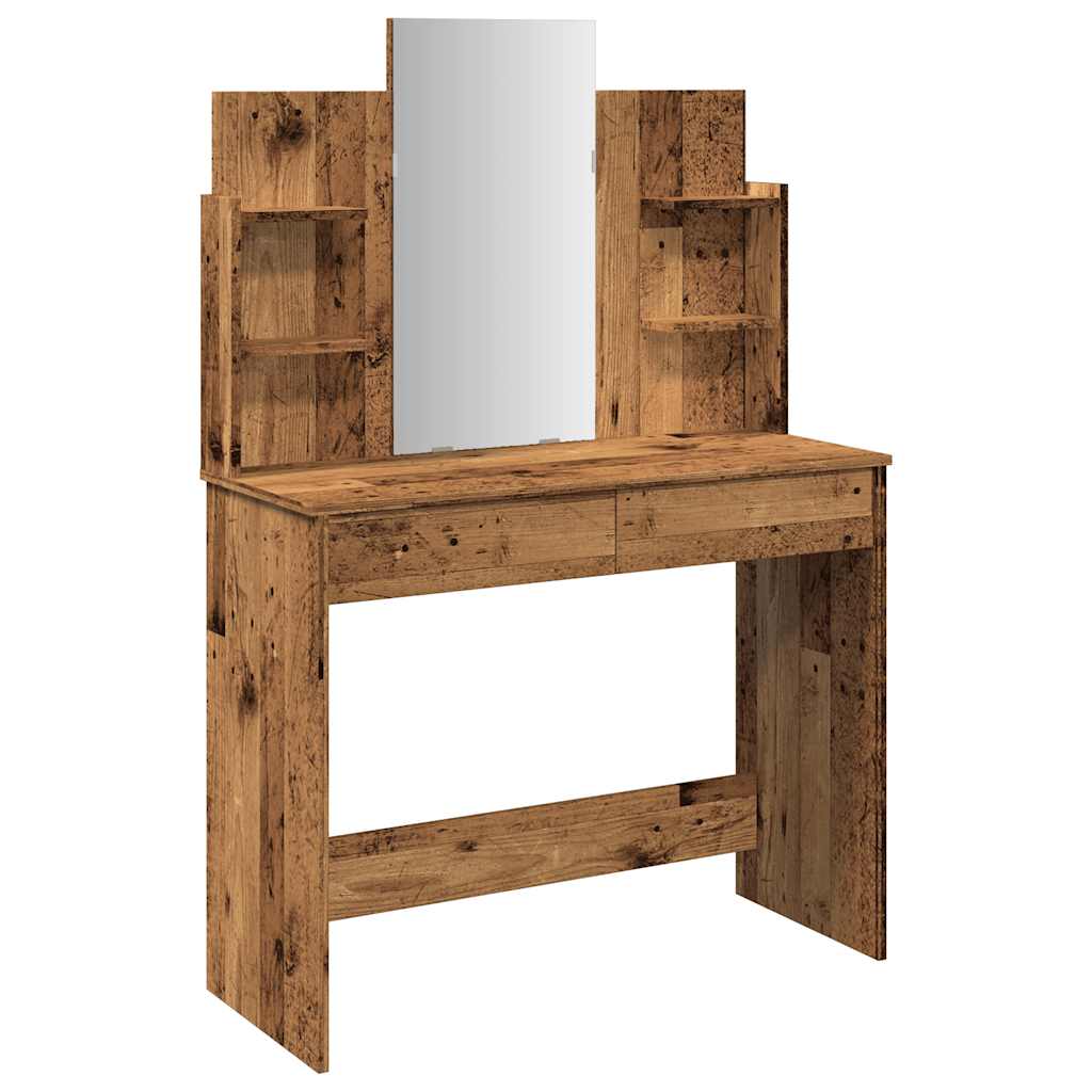 Coiffeuse avec miroir vieux bois 96x39x142 cm - XIOS