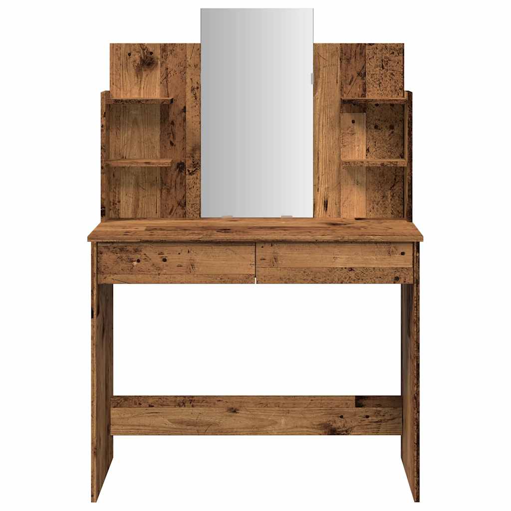 Coiffeuse avec miroir vieux bois 96x39x142 cm - XIOS