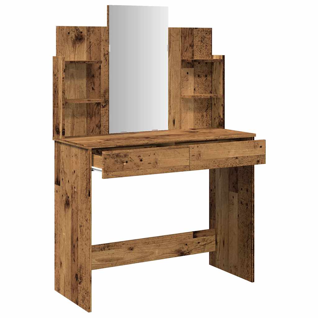 Coiffeuse avec miroir vieux bois 96x39x142 cm - XIOS