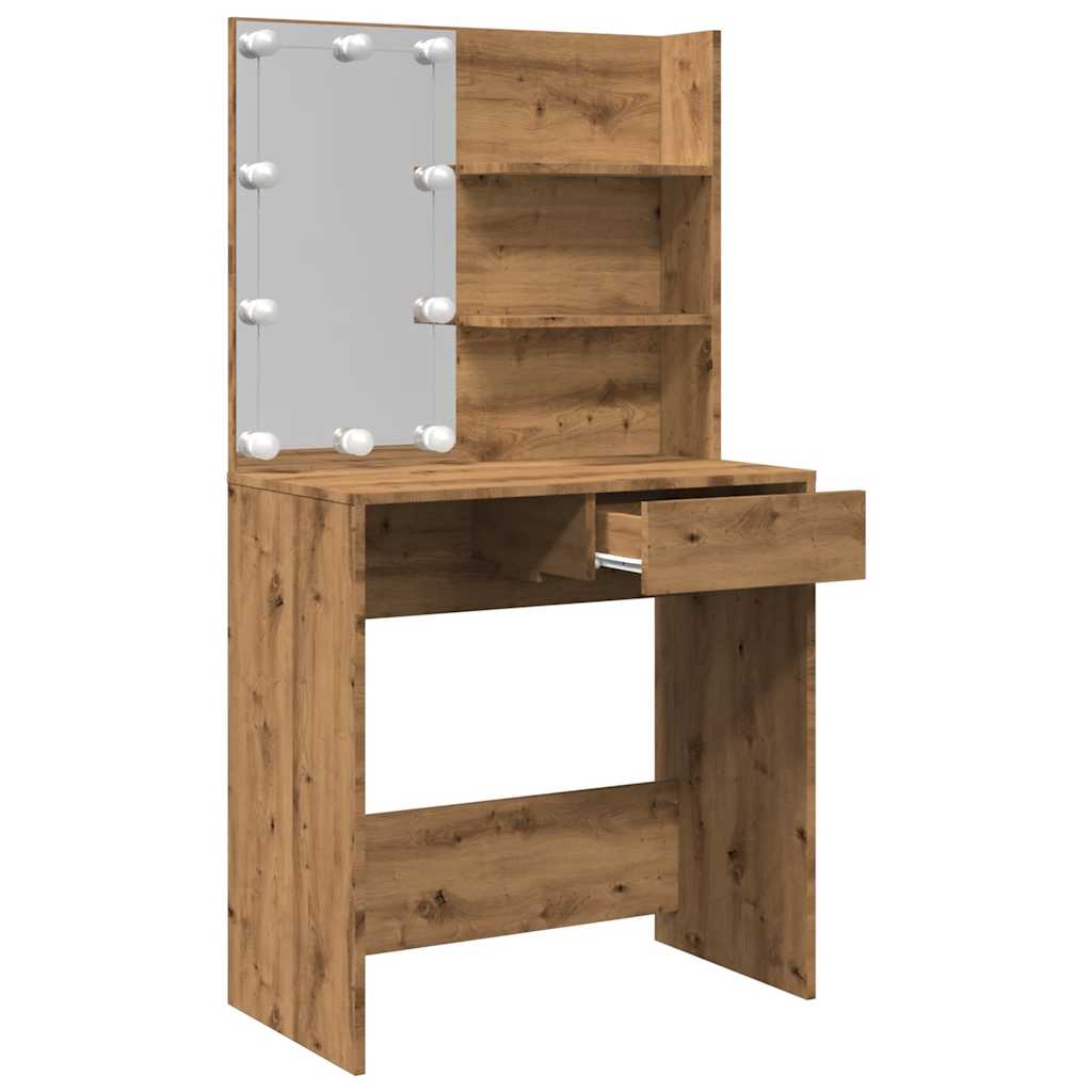 Coiffeuse avec LED chêne artisanal 74,5x40x141 cm - XIOS