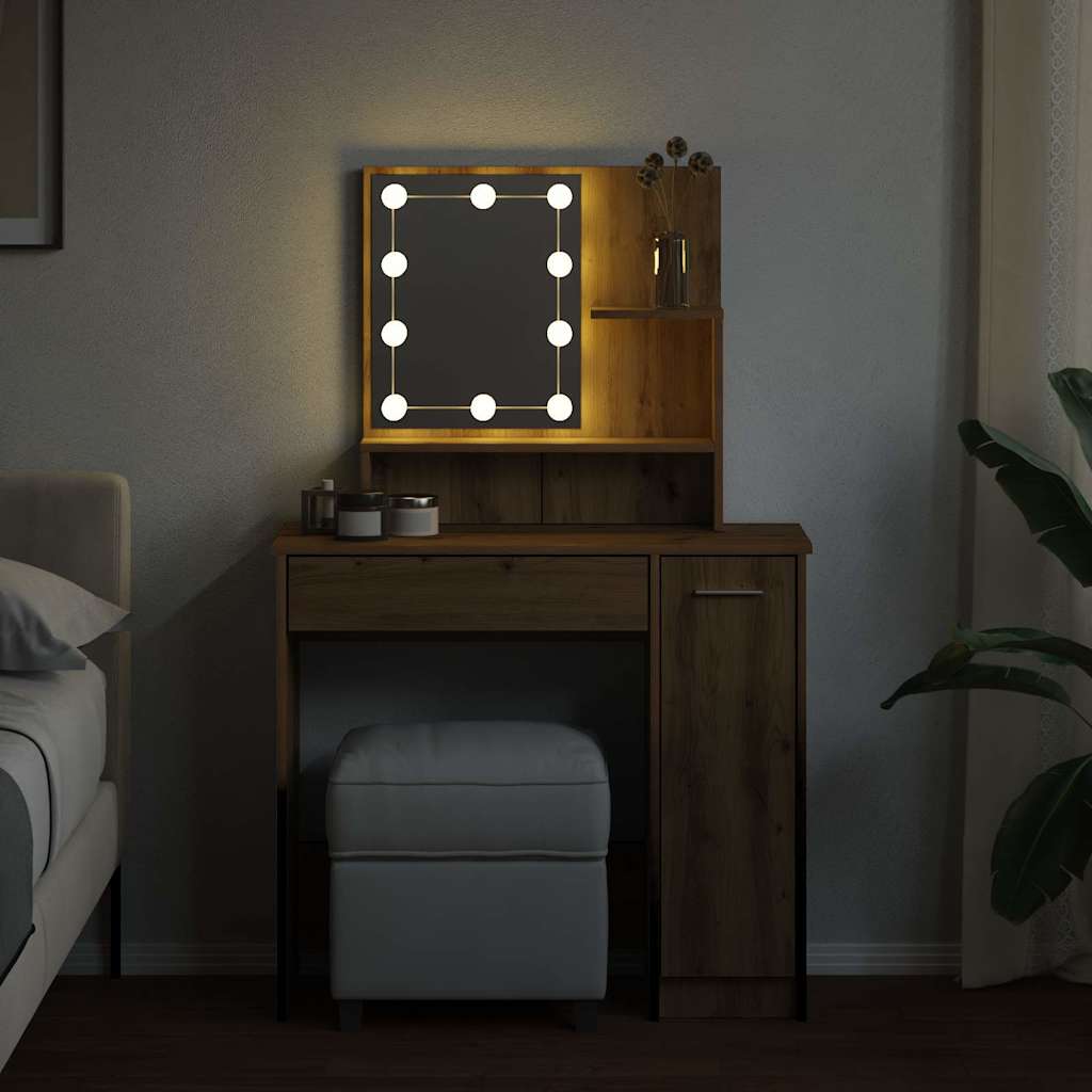Coiffeuse avec LED chêne artisanal 86,5x35x136 cm - XIOS