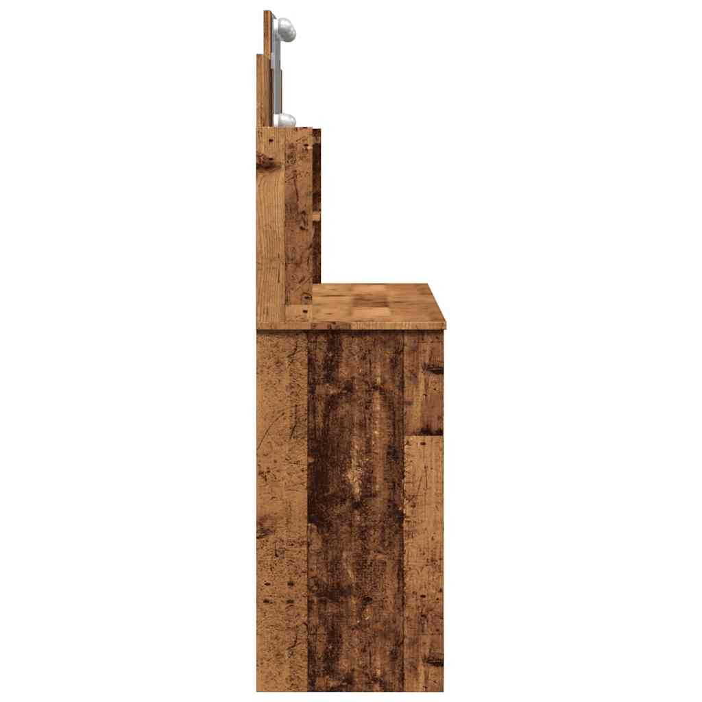Coiffeuse avec lumières LED vieux bois 96x40x142 cm - XIOS