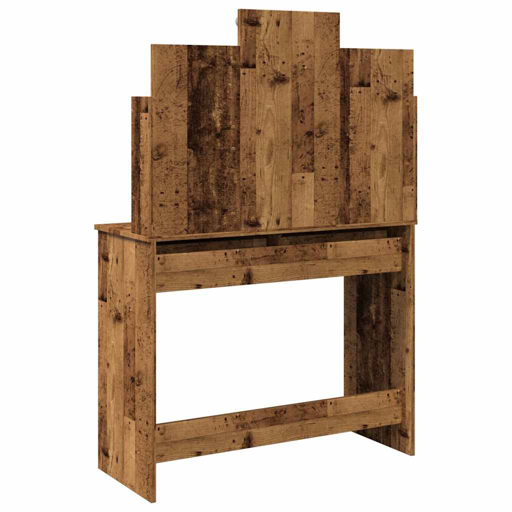 Coiffeuse avec lumières LED vieux bois 96x40x142 cm - XIOS