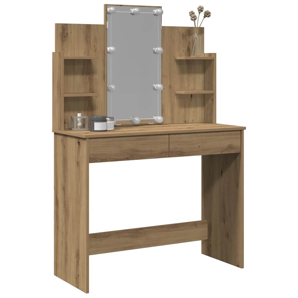 Coiffeuse avec lumières LED chêne artisanal 96x40x142 cm - XIOS