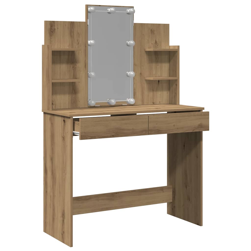 Coiffeuse avec lumières LED chêne artisanal 96x40x142 cm - XIOS