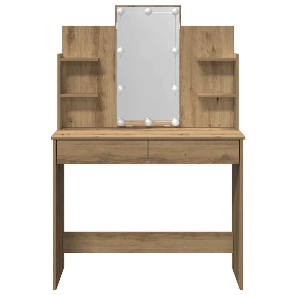Coiffeuse avec lumières LED chêne artisanal 96x40x142 cm - XIOS