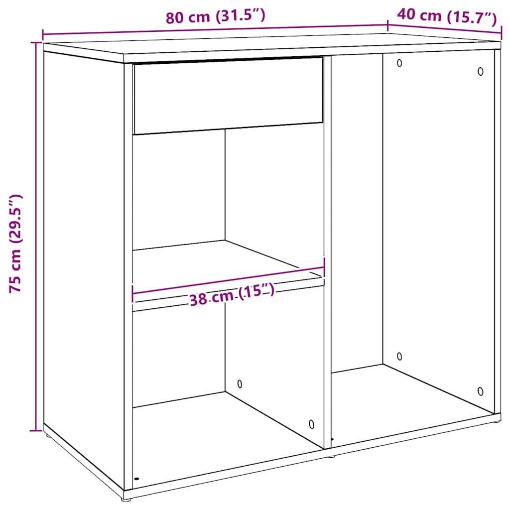 Armoire cosmétique chêne artisanal 80x40x75cm Bois d'ingénierie - XIOS