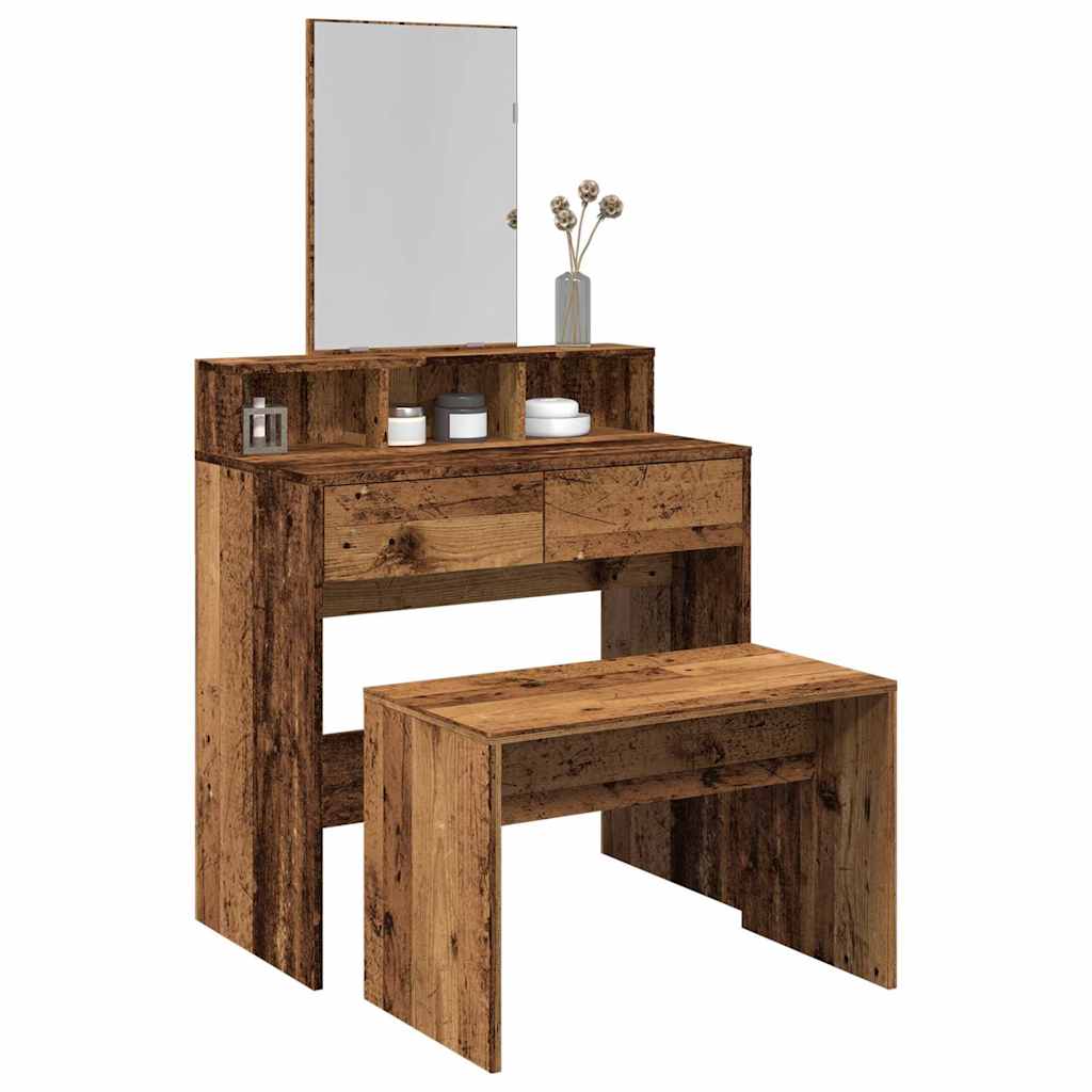 Tabouret de toilette vieux bois 70x35x45 cm bois d'ingénierie - XIOS