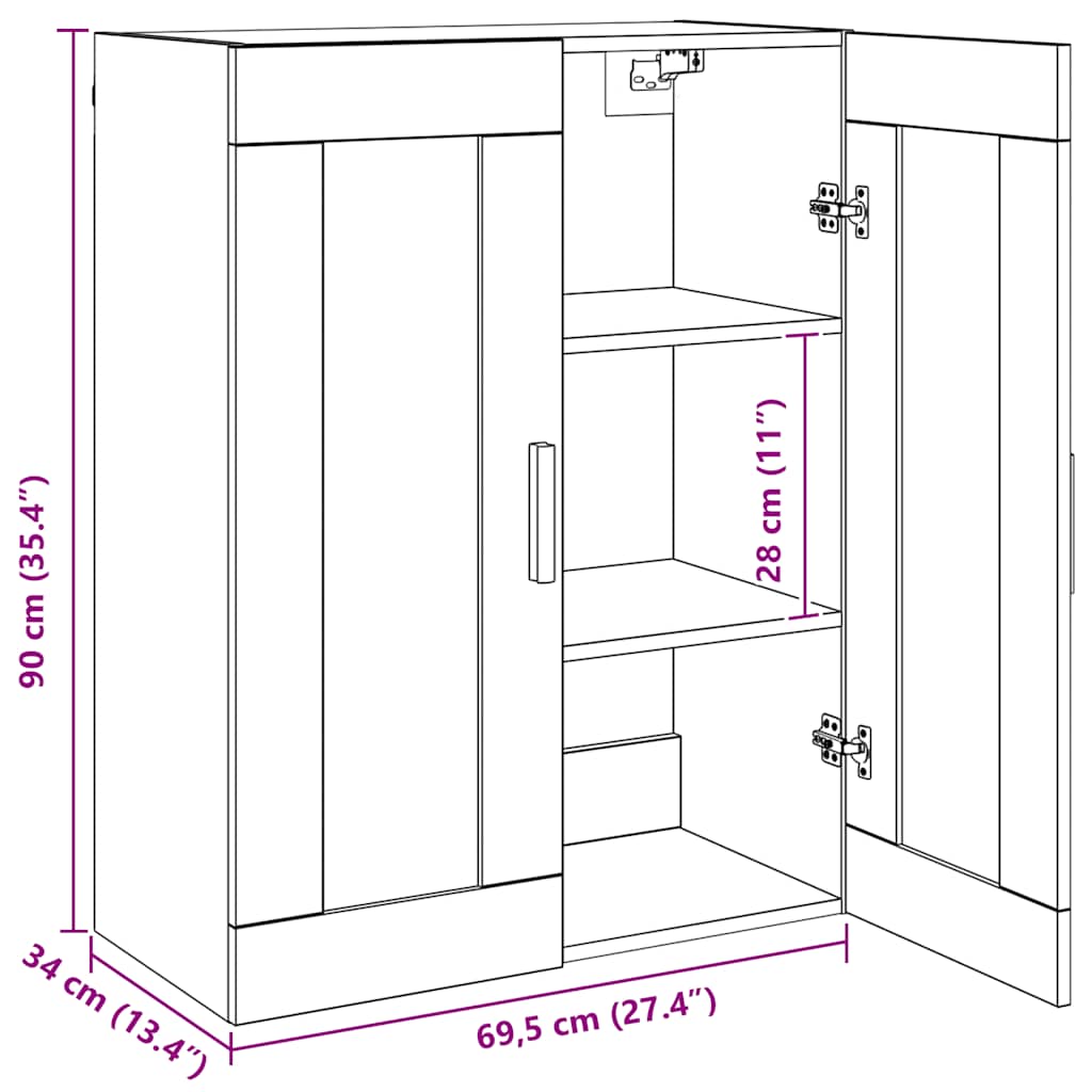 Armoire murale suspendue chêne artisanal 69,5x34x90 cm - XIOS