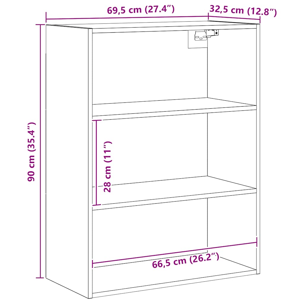 Armoire murale suspendue chêne artisanal 69,5x32,5x90 cm - XIOS
