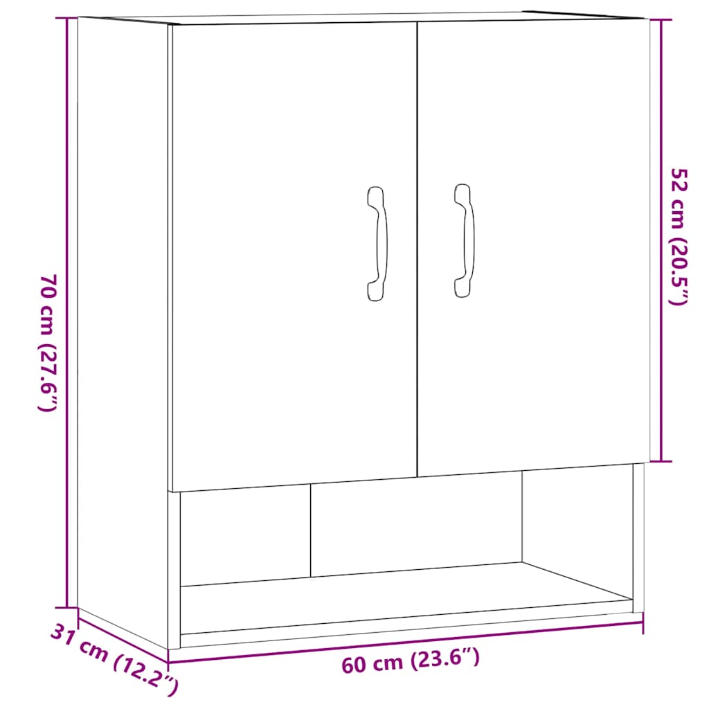 Armoire murale vieux bois 60x31x70 cm bois d'ingénierie - XIOS