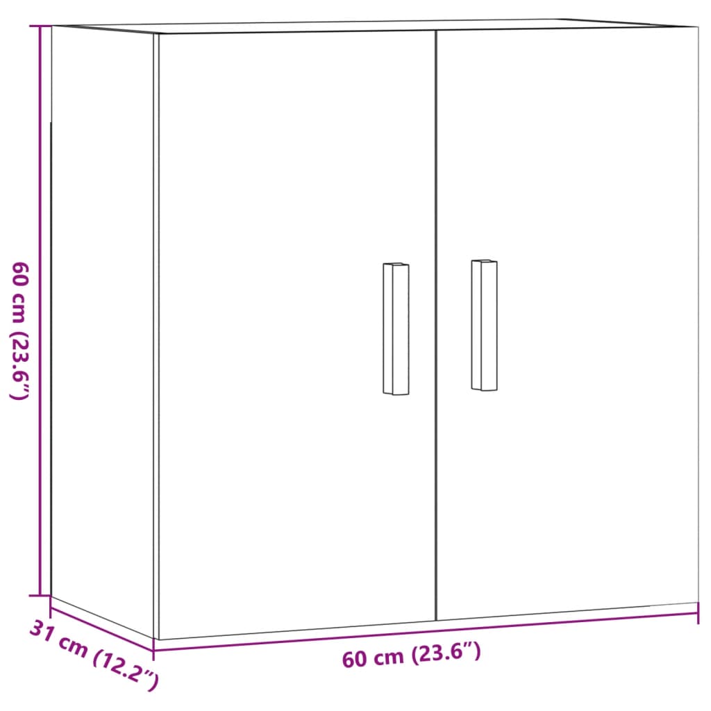 Armoire murale vieux bois 60x31x60 cm bois d'ingénierie - XIOS