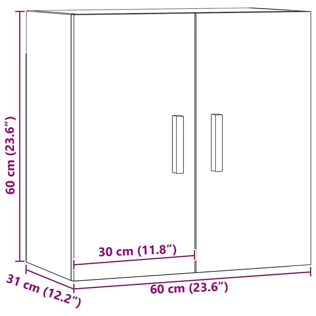 Armoire murale chêne artisanal 60x31x60 cm bois d'ingénierie