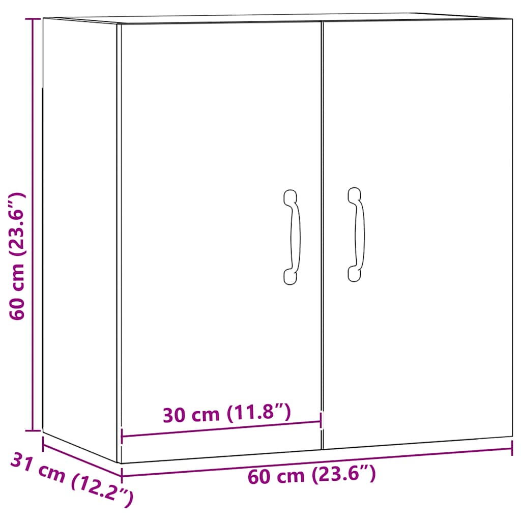 Armoire murale chêne artisanal 60x31x60 cm bois d'ingénierie - XIOS