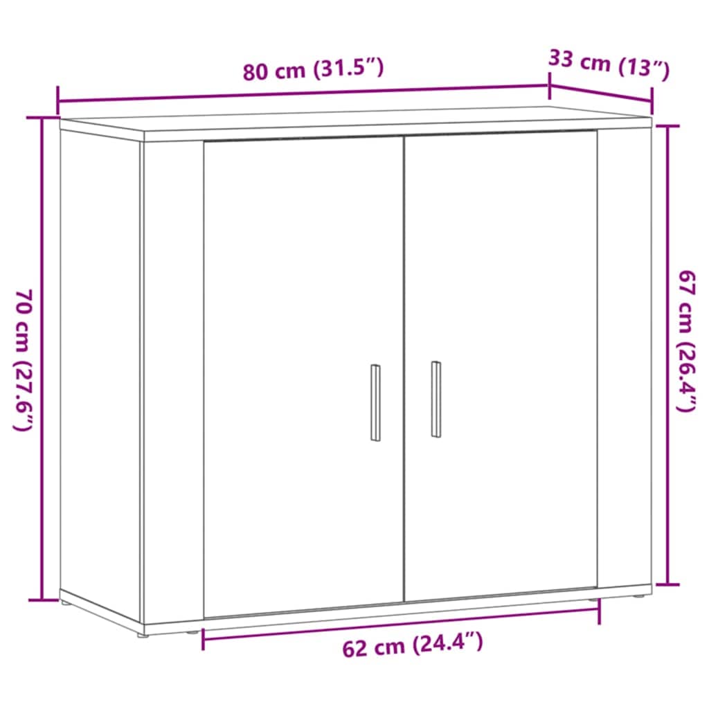 Buffet chêne artisanal 80x33x70 cm bois d'ingénierie - XIOS