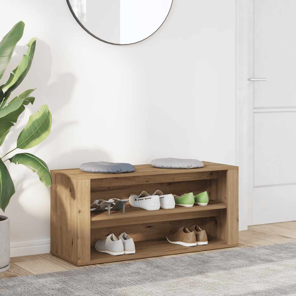 Banc à chaussures chêne artisanal 100x35x45cm bois d'ingénierie - XIOS