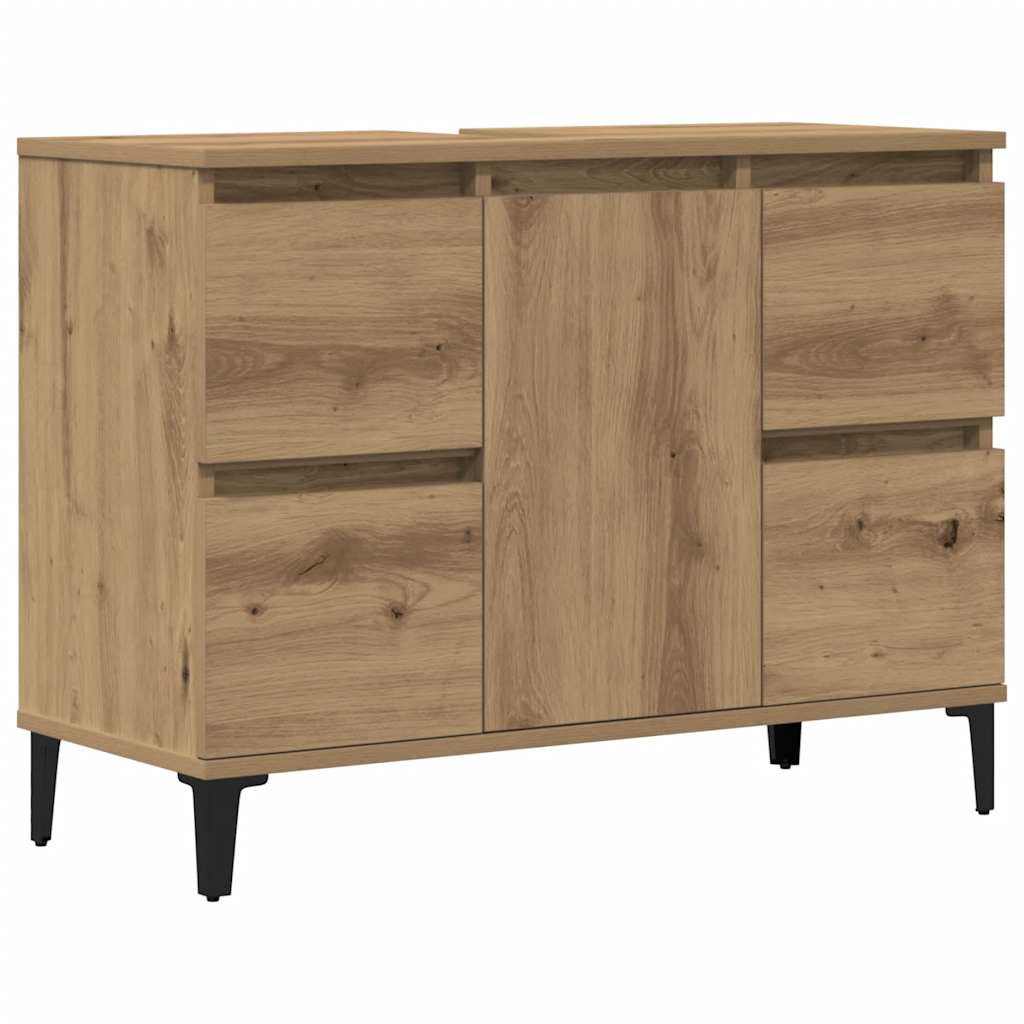 Armoire d'évier chêne artisanal 80x33x60 cm bois d'ingénierie - XIOS