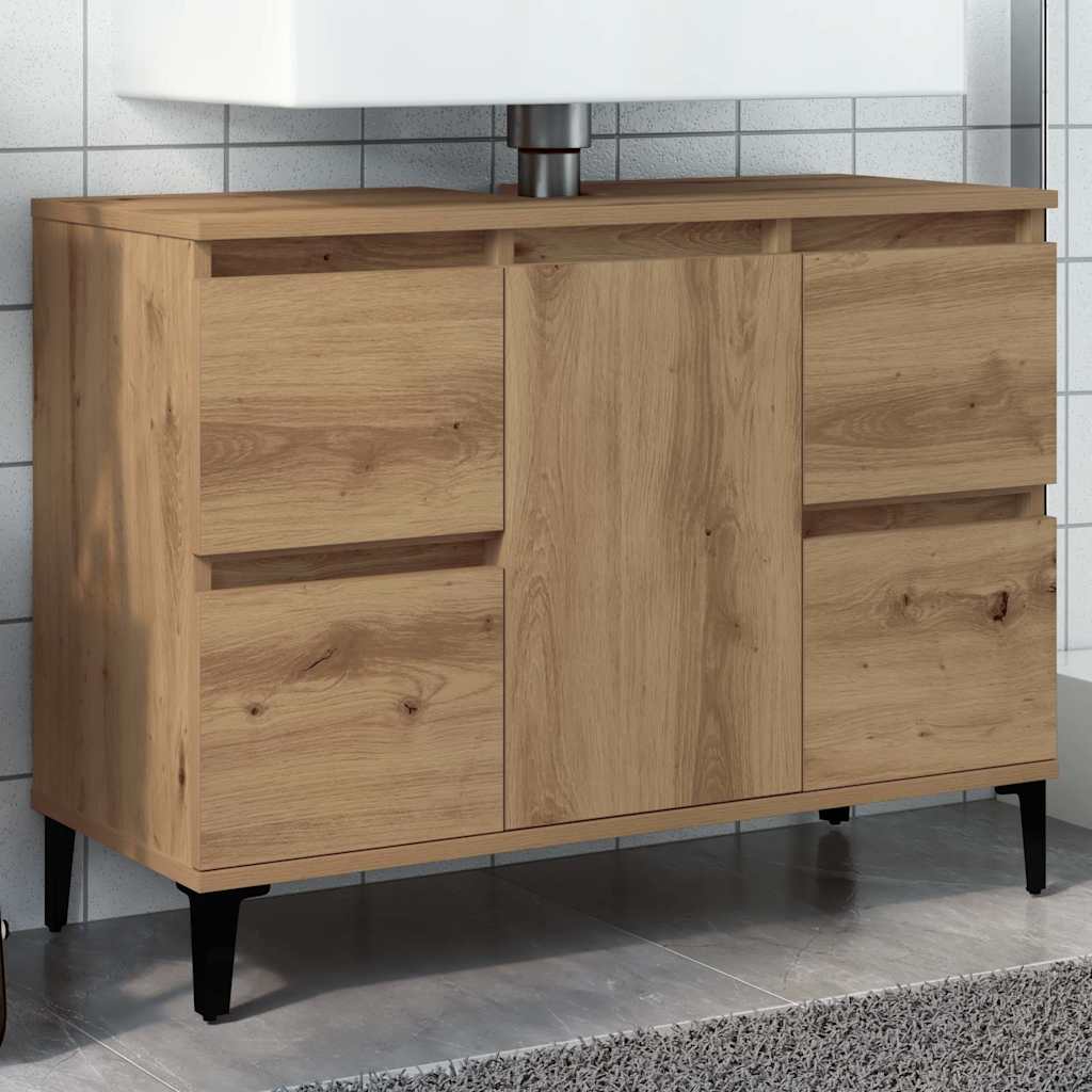 Armoire d'évier chêne artisanal 80x33x60 cm bois d'ingénierie - XIOS