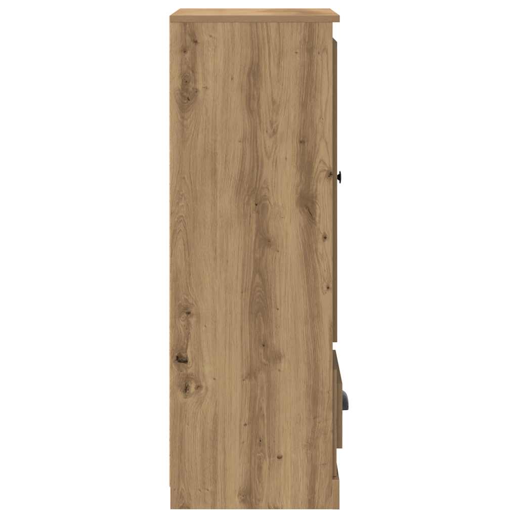 Buffet haut chêne artisanal 36x35,5x103,5 cm bois d'ingénierie - XIOS