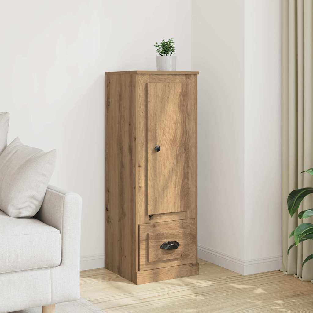 Buffet haut chêne artisanal 36x35,5x103,5 cm bois d'ingénierie - XIOS