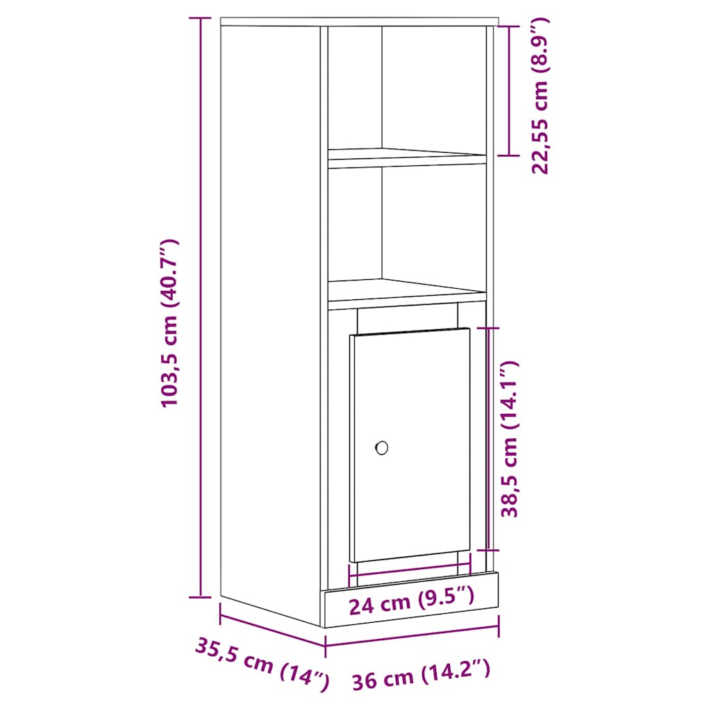 Buffet haut chêne artisanal 36x35,5x103,5 cm bois d'ingénierie - XIOS