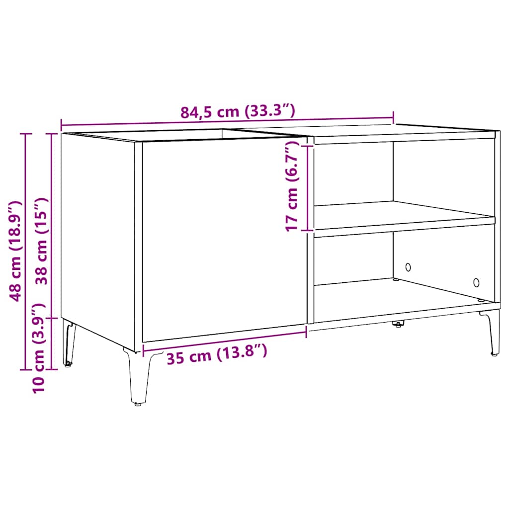 Armoire à disques chêne artisanal 84,5x38x48 cm bois ingénierie - XIOS