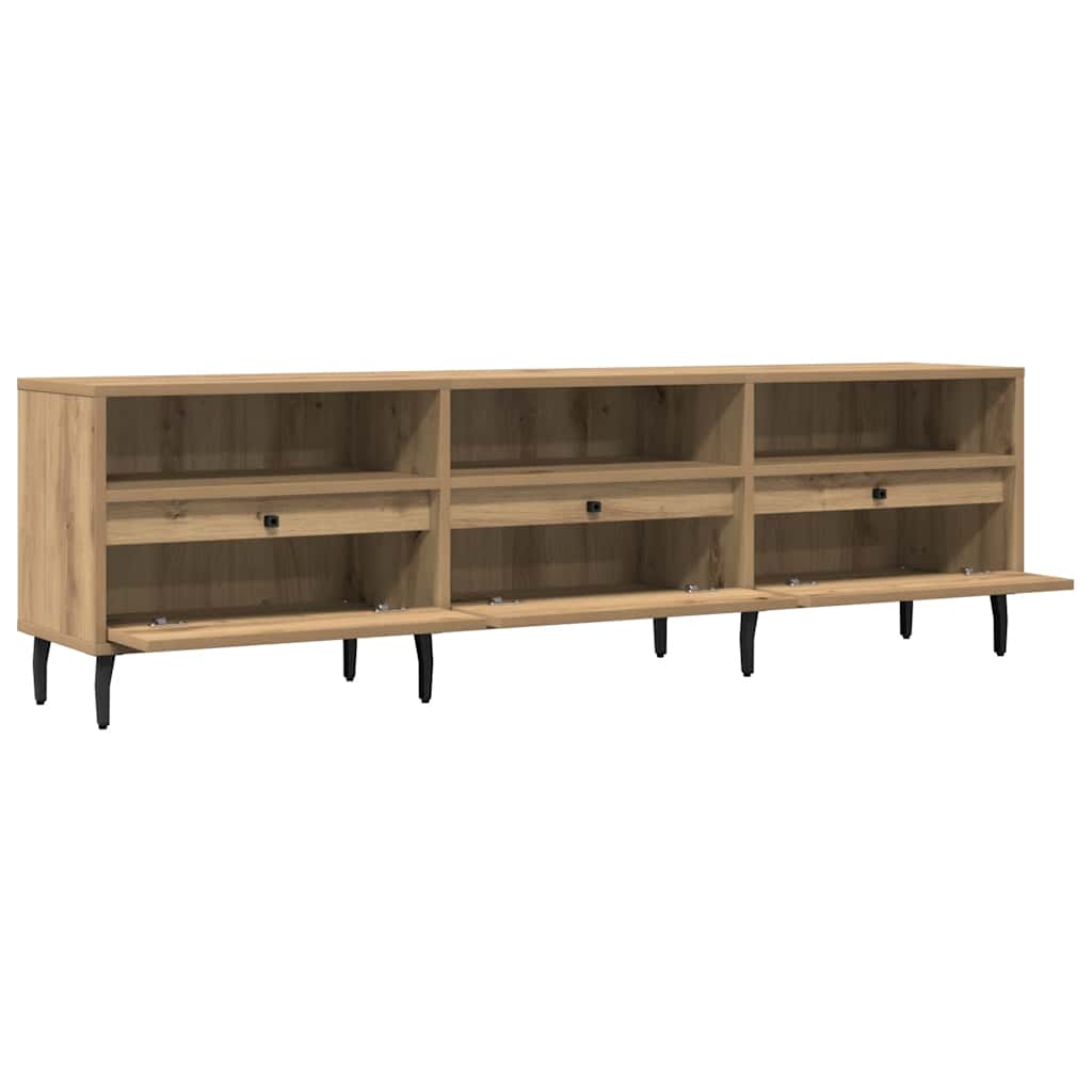 Meuble TV chêne artisanal 150x30x44,5 cm bois d'ingénierie - XIOS