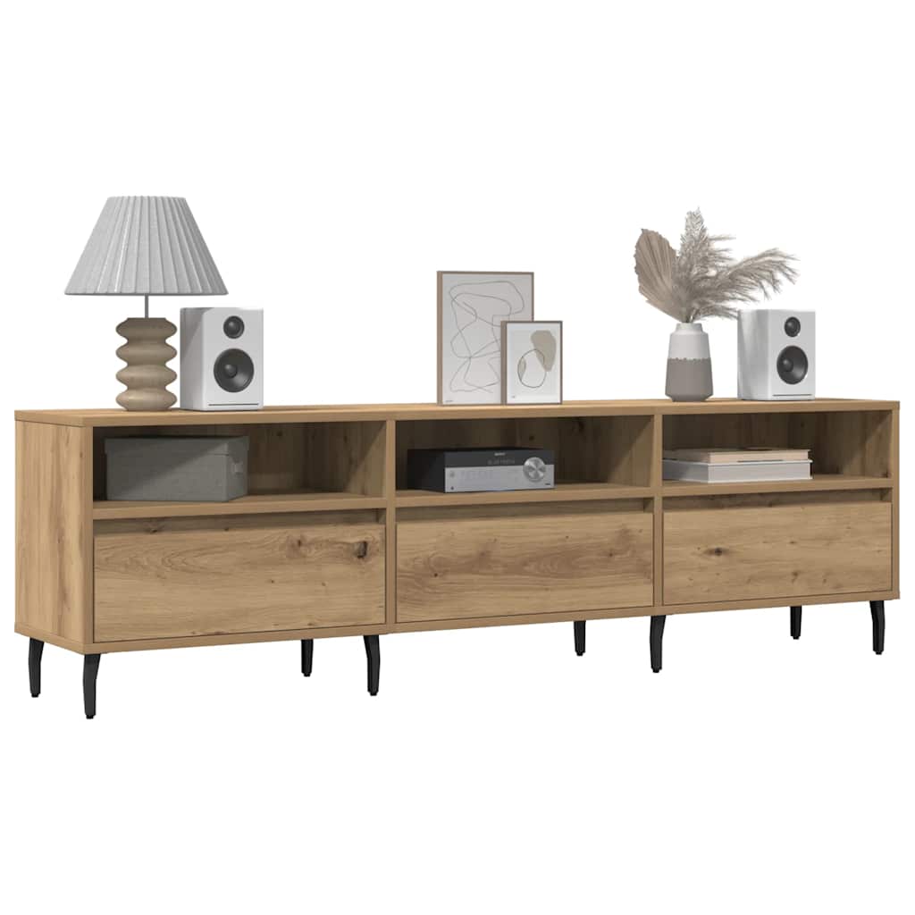 Meuble TV chêne artisanal 150x30x44,5 cm bois d'ingénierie - XIOS