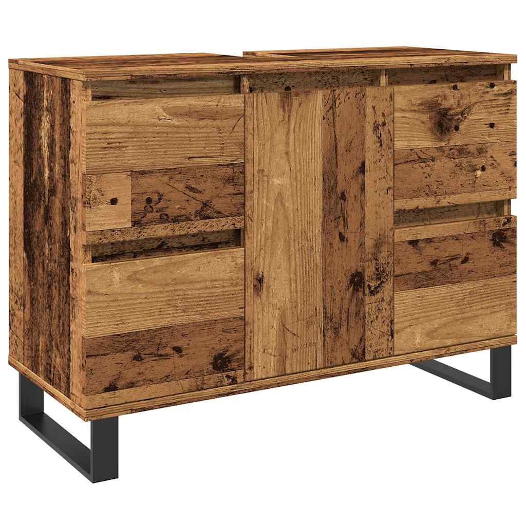 Armoire de salle de bain vieux bois 80x33x60 cm bois ingénierie - XIOS