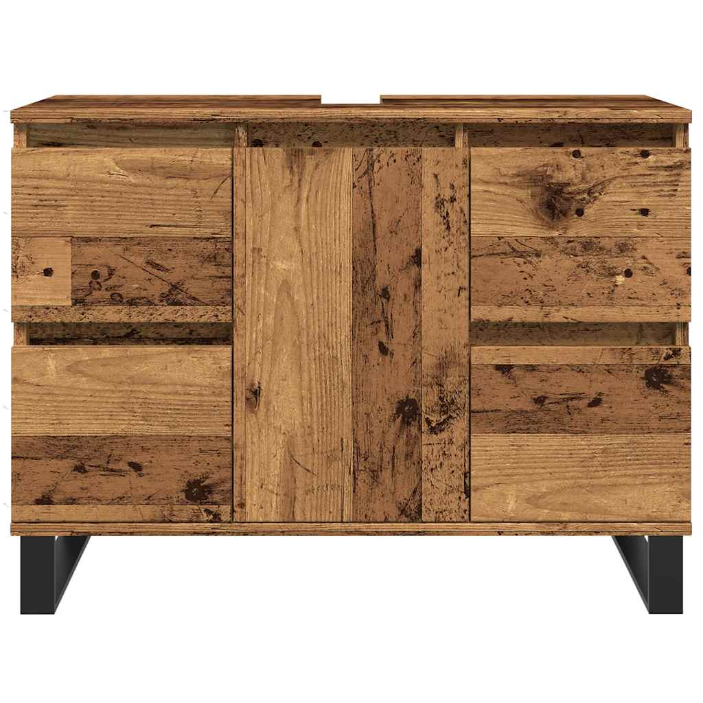 Armoire de salle de bain vieux bois 80x33x60 cm bois ingénierie - XIOS