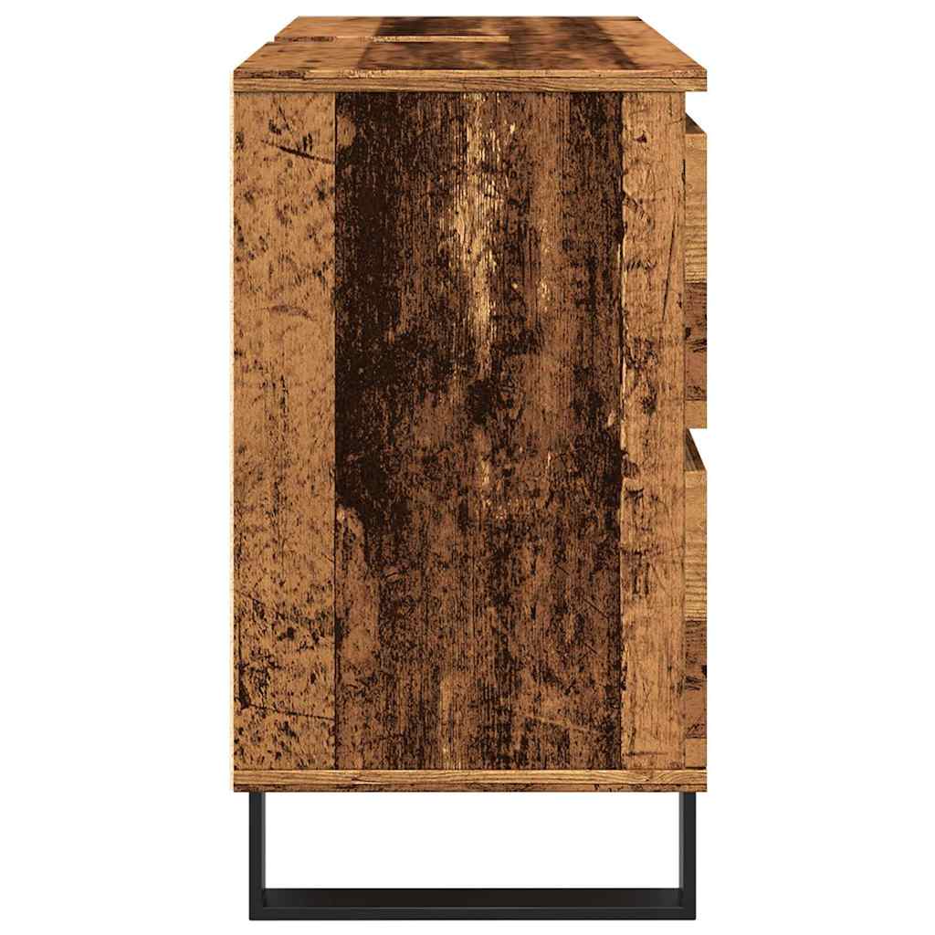 Armoire de salle de bain vieux bois 80x33x60 cm bois ingénierie - XIOS