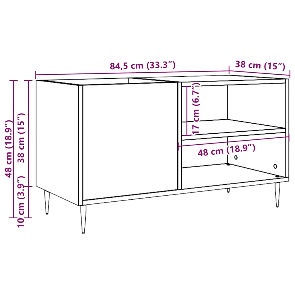 Armoire à disques vieux bois 84,5x38x48 cm bois d'ingénierie - XIOS