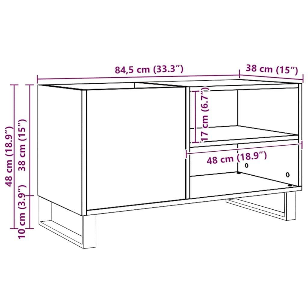 Armoire à disques chêne artisanal 84,5x38x48 cm bois ingénierie - XIOS