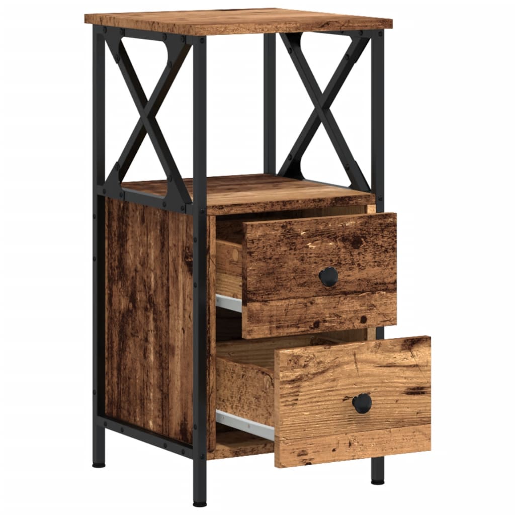 Table de chevet vieux bois 34x35,5x70 cm bois d'ingénierie - XIOS