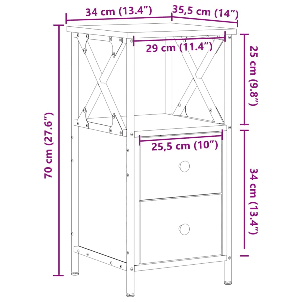 Table de chevet vieux bois 34x35,5x70 cm bois d'ingénierie - XIOS