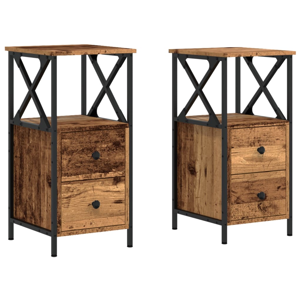 Tables de chevet 2 pcs vieux bois 34x35,5x70 cm bois ingénierie - XIOS
