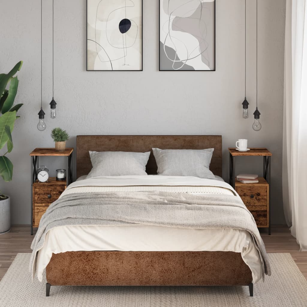 Tables de chevet 2 pcs vieux bois 34x35,5x70 cm bois ingénierie - XIOS