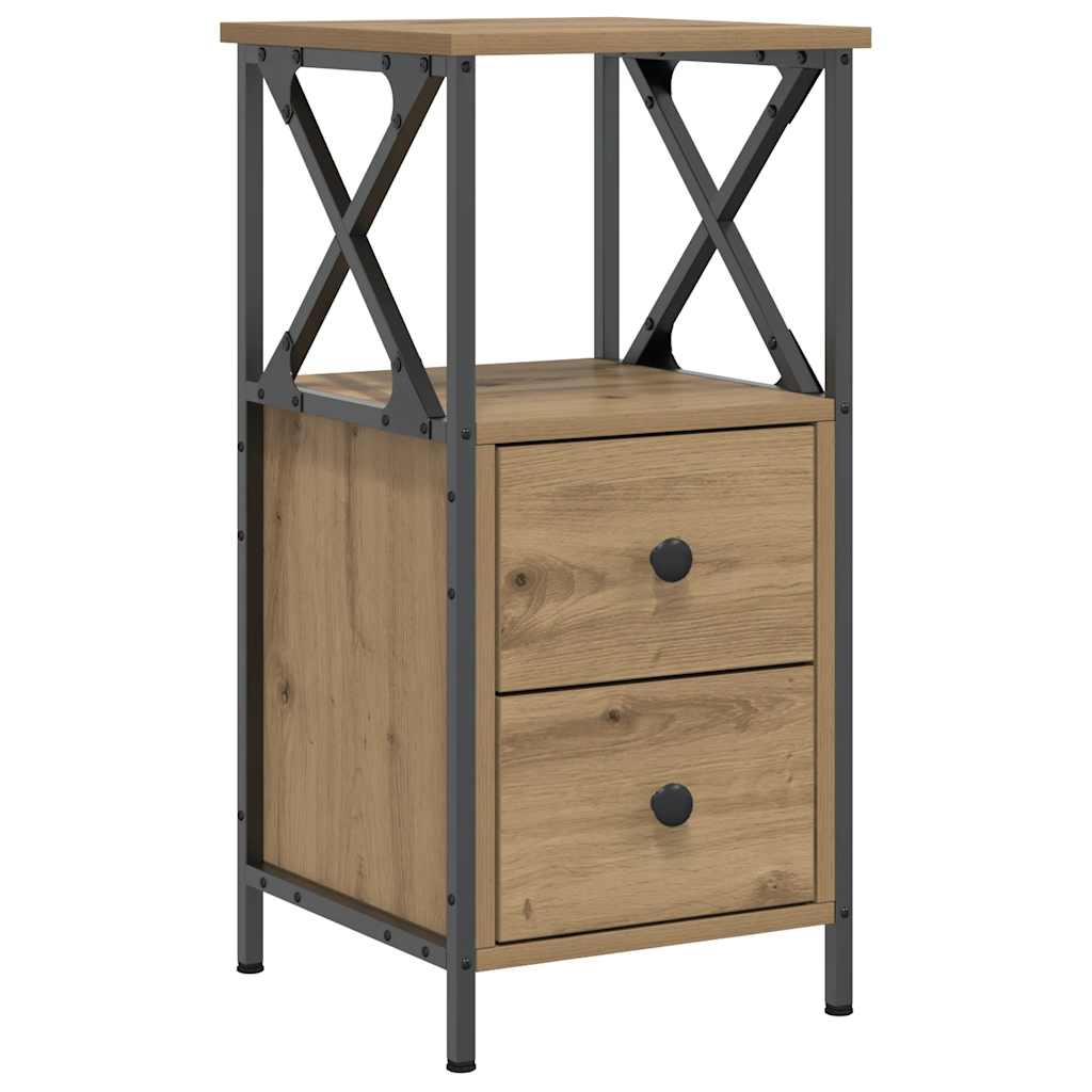 Table de chevet chêne artisanal 34x35,5x70 cm bois d'ingénierie - XIOS
