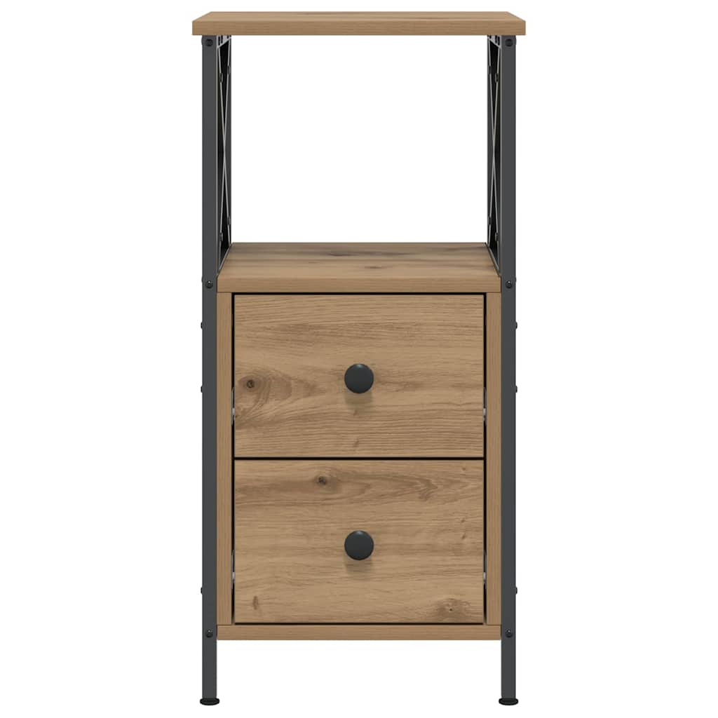 Table de chevet chêne artisanal 34x35,5x70 cm bois d'ingénierie - XIOS