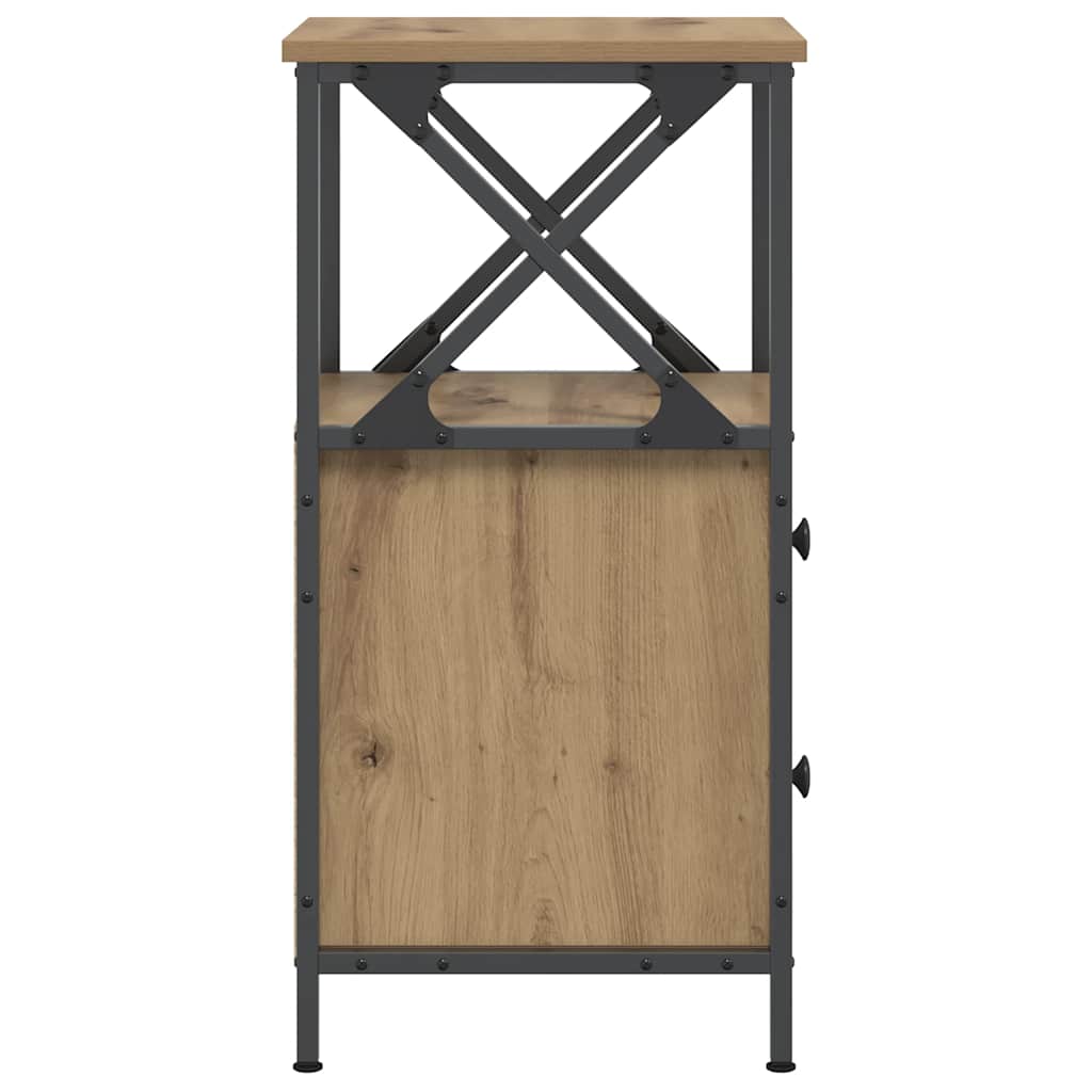 Table de chevet chêne artisanal 34x35,5x70 cm bois d'ingénierie - XIOS