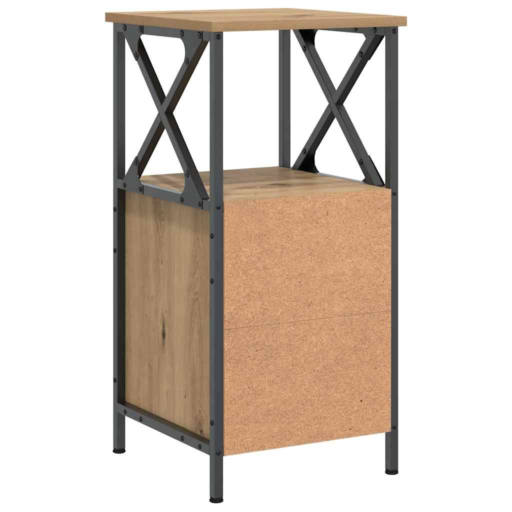 Table de chevet chêne artisanal 34x35,5x70 cm bois d'ingénierie - XIOS