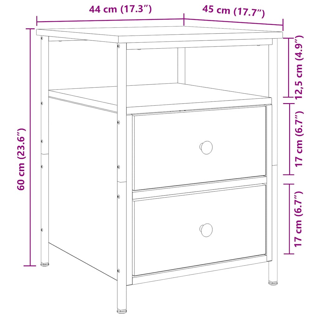 Table de chevet chêne artisanal 44x45x60 cm bois d'ingénierie - XIOS