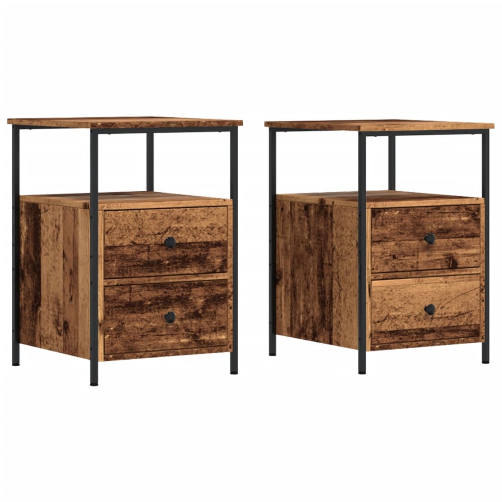 Tables de chevet 2 pcs vieux bois 34x35,5x50 cm bois ingénierie - XIOS