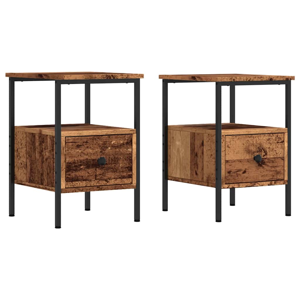 Tables de chevet 2 pcs vieux bois 34x36x50 cm bois d'ingénierie - XIOS