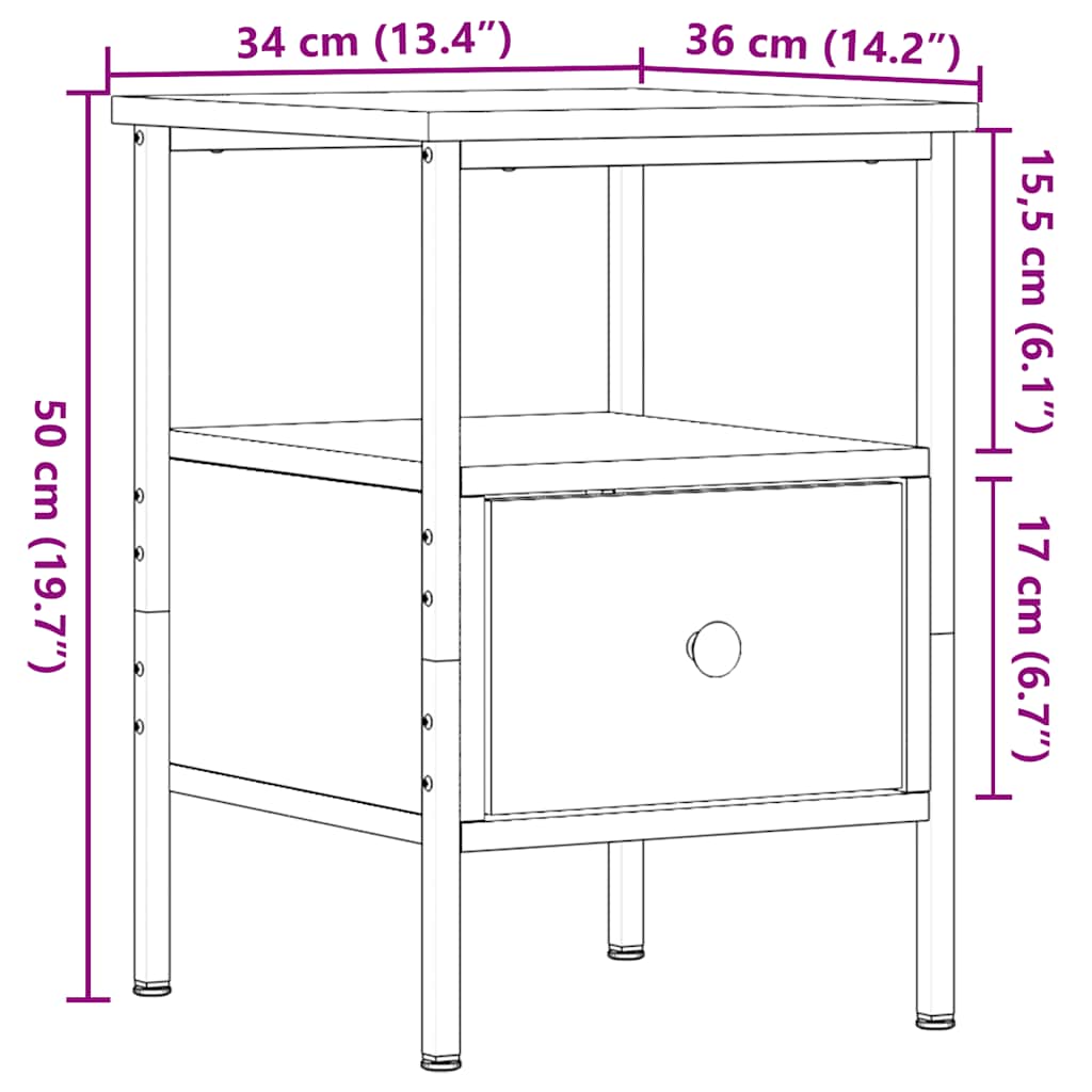 Tables de chevet 2 pcs vieux bois 34x36x50 cm bois d'ingénierie - XIOS